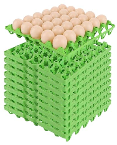 ZOFUN Scatola per uova, 10 pezzi, in plastica, 30 celle, con coperchio per 30 uova, per la conservazione, per il trasporto della casa, per la fattoria (verde)
