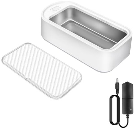 Dispositivo de limpieza por ultrasonidos para gafas, 48000 Hz, con 2 modos, dispositivo ultrasónico portátil, limpiador ultrasónico, 650 ml, para dentaduras postizas, limpiador de joyas