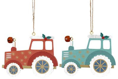 New England Holz Traktor Weihnachtsdeko 25 cm