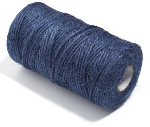 Wisafory Corde de jute naturelle - Corde de jute colorée - Corde de jute - Corde décorative - Fil de jute - Fil de chanvre - Pour bricolage, artisanat, cadeaux, emballage, bleu marine