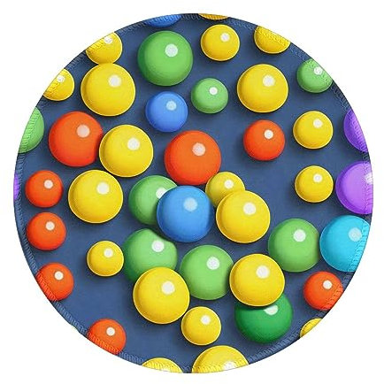 Colorful Balls Round Mouse pad 8in â€“ Rubber Backing for Work & Gaming â€“ Mouse Mat â€“ Perfect for Office, Desktop Laptop
