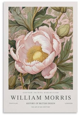 William Morris Vintage Rosa Florale Pflanzen Poster & Drucke Für Zimmer Ästhetik Leinwand Wandkunst Schlafzimmer Dekor 30 x 45 cm (12x18inch)
