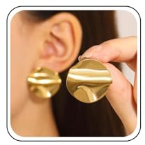 Inateannal Boho Textur Scheibe Münze Ohrringe Scheibe Münze Ohrstecker Ohrringe Große Gold Runde Scheibe Ohrringe Runde Aussage Ohrringe Geometrische Unregelmäßige Kreis Tropfen Ohrringe