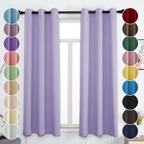 Flei Gardinen, Vorhang Blickdicht, Thermovorhang Kälteschutz, Gardinen Wohnzimmer, Lavendel, 240x120cm（HxB）, 1er Set