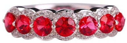 Tolldek Weißgold Au750 Ring, Klassiker Trauringe mit Rubin 1.5ct, Partnerringe mit Diamant 18K Diamantring Echtes, Gr.57 (18.1)