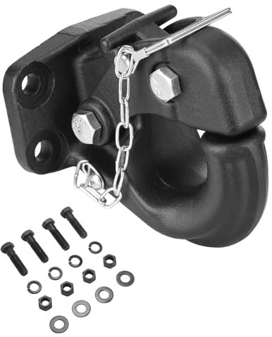 VEVOR Gancio a Perno 13605 kg Gancio di Traino Adatto per Anello a Lunetta da 63,5 a 76,2 mm con Kit di Montaggio, Adesivi di Avvertimento Fosforescenti, Verniciatura a Polvere Nera, per Vari Veicoli