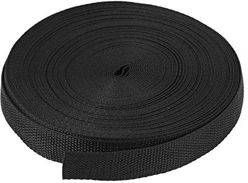 Asuinxurr Rouleau de en nylon 25 mm x 20 m pour sangle de sac de cerclage de ceinture bricolage bricolage - Noir