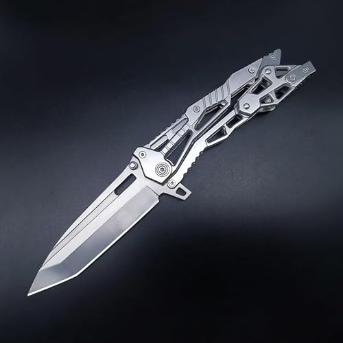 Generisch Mechanische Klappmesser, Edelstahl-Taschenmesser, Outdoor-messer mit Mechanischem Design für Outdoor Überleben Camping (B)