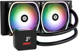 ENERMAX AquafUSION II 240 mm ARGB AIO CPU de refrigeración por agua|Dual Chamber|TDP 350 W+|Intel LGA 1851/1700/115x/2066|AMD AM5/AM4 | Pantalla digital | 2 ventiladores SquA RGB ADV 120 PWM |