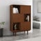 IDIMEX Highboard Simona mit 3 Türen, Kastanien Farben – Wohnzimmer Kommode mit Push-to-Open Regal mit Türen Vintage Highboard Wohnzimmerschrank Modern Retro Schrank Holz Design Highboard Kastanie