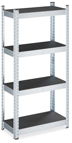 Relaxdays Étagère Charge Lourde, pour la Cave ou Le Garage, H x L x P : 120 x 60 x 30 cm, Noir et argenté