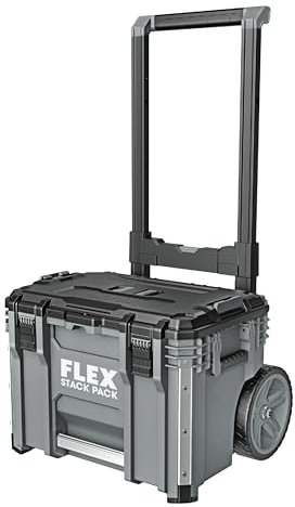 Flex - Stack Pack Roller Box - Made of Impact Resistant Plastic with Aluminium Reinforced Corners, Metal Latch and More - 9 Inch Wheels - 531464 - Organiser Storage for Tools Set and Accessories
