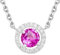 PVUVTNAHW Collier avec pendentif rond en argent sterling 925 et saphir rose synthétique for femme, bijou quotidien, 45 cm