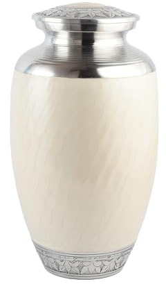 Cremation Urn for Two Adults – XXL Companion Ashes Container for Human Remains – Elegant Memorial Keepsake for Husband, Wife, or Loved Ones (Aluminium, Pearl white)