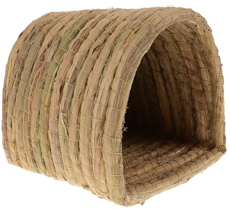 ifundom Nid Paille Tressée Naturel pour Petits Animaux Cabane Confortable pour Hamsters Lapins et Cochons Niche Rustique Sécurisée pour Repos et Ponte