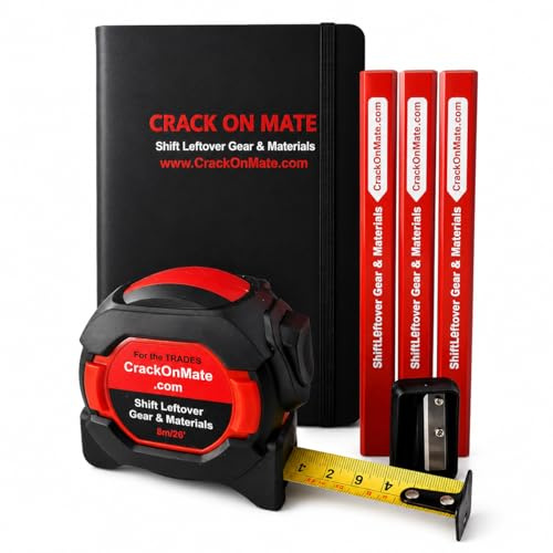 8m Tape Measure 26ft, Auto Lock Magnetic, 3 Pencils, Notebook, Trade Kit | Complete site kit, 25mm double sided heavy duty nylon blade, shockproof case, 3 carpenter pencils, sharpener and notebook.