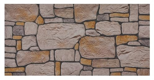 K&B Panels 3D Wall Panels, Stone Effect Styrofoam Wall Panels, Lightweight, Easy to Install, Acoustic Insulation, Indoor & Outdoor, (Cottage Stone Warm Sand) (1 Panel)