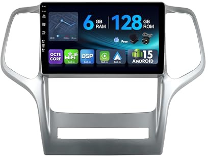 [6G+128G,Octa-Core] - MSD Autoradio für Jeep Grand Cherokee WK2 (2008-2013) | Android 15 GPS Navi Radio | CarPlay Android Auto Lenkradsteuerung WiFi DSP DAB | Rückfahrkamera MIC | 2 Din 9 Zoll