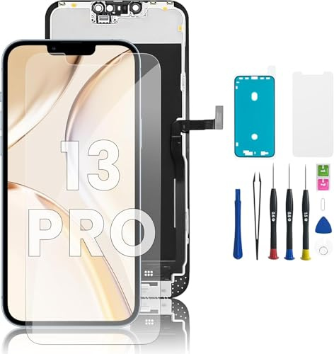 Hoonyer für Display iPhone 13 Pro LCD Ersatz-Kit mit Rahmen & Digitizer, vormontierte Komplettbaugruppe inkl. Reparaturwerkzeuge