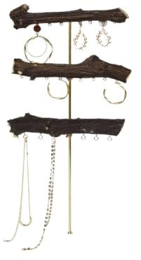 Porte-bijoux Boucle d'oreille de présentoir bijoux faits à la main en bois | Support de rangement suspendu et table