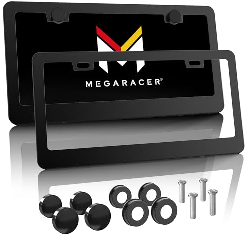 2 Pc JDM Style Matte Black Plastic License Plate Frame Front & Rear Cover Holder Tag US Auto Car Sedan Truck SUV RV Van