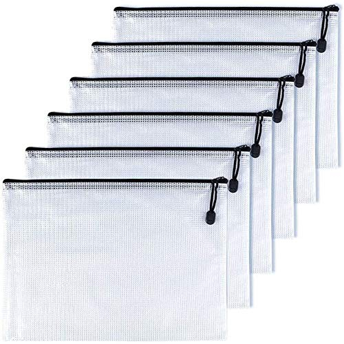 Oaimyy Dokumententasche A6,6 Stück Dokumententaschen mit Reißverschluss, Mesh-Kunststoff-Reißverschlusstaschen für Dokument, Büro, Schule, Papier, Dokumente, Hausaufgaben, Kosmetik(Schwarz)