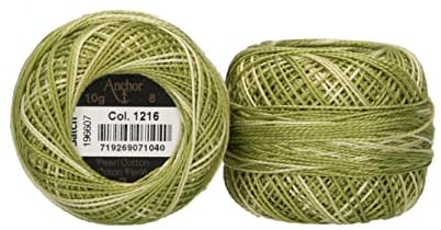 Anchor 4591008-01216 Embroidery Thread, 100% Cotton, 1216, Thickness 8, 82 m, 16 g