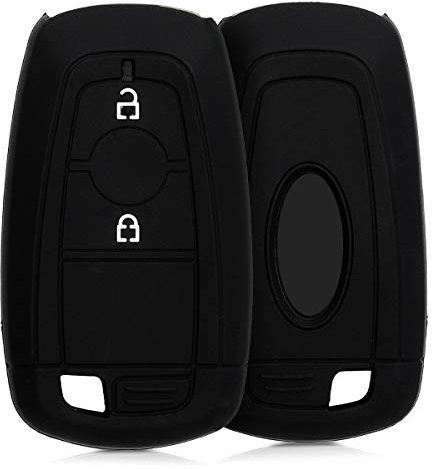 kwmobile Autoschlüssel Silikon Hülle kompatibel mit Ford 2-Tasten Autoschlüssel Keyless Go - Schlüsselhülle in Schwarz