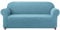 subrtex kariert Sofabezug Sofahusse Sesselbezug Stretchhusse Sofaüberwurf Couchhusse Spannbezug(2 Sitzer,Hellblau)
