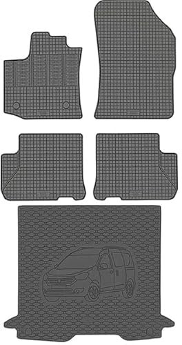 Car Lux AR95648 - Alfombras Alfombrillas de goma a medida + alfombra protector maletero para Dacia Dokker desde 2012-