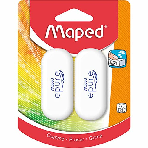 Maped Epure-Gomma da Cancellare Efficace, Morbida, 2 Pezzi, Colore Bianco, 103700