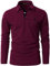 GNRSPTY Mens Polo Long Sleeve Shirt Cotton Golf Giraffe Tops,Red Wine,XL