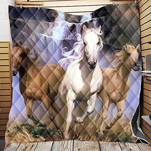 FANSU Tagesdecke Bettüberwurf Steppdecke Mikrofaser Doppelbett Einselbetten Tagesdecken Gesteppt Bettwäsche Sofaüberwurf Wohndecke Stepp Gesteppter Quilt (Laufpferd,130x150cm)