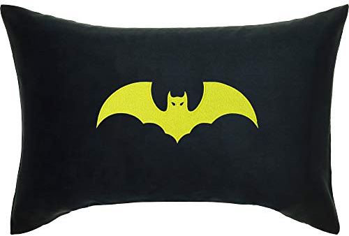 EXPRESS-STICKEREI Superhero Dekokissen Bettwäsche Fledermaus Bat Wohnzimmer Deko Superhelden Comic Sporttasche für Teenager Zierkissen Sofakissen mit Füllung | 40x60cm | schwarz