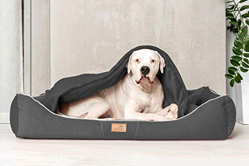 tierlando® Orthopädisches Hundebett Rudolph inkl. Schonbezug mit Hundedecke Größe: 100x90cm | Farbe: 02 Graphit