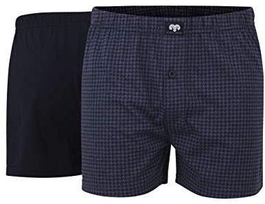 Ceceba Herren Boxershorts mit Eingriff (DE/NL/SE/PL, Alphanumerisch, 8XL, Regular, Regular, 1 x Navy | 1 x Gemustert)