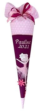 Glückspilz I Schultüte mit Namen personalisiert I Ballerina Ballet I Zuckertüte aus Stoff genäht I mit Rohling I Bordeaux Rosa