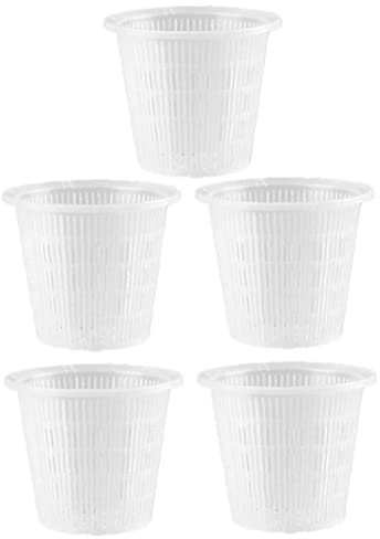 Froiny 5pcs Breathable Orchid Flower Plant Grow Pot Net Mesh Cup Planters Container Plastic Slotted Wall Hanging Holes Pot, White