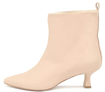 QUEEN HELENA Stivaletti di Pelle Bassi Tronchetti con Tacco a Spillo a Punta Casual Eleganti Estivi Donna 3207 (Nude, numeric_37)
