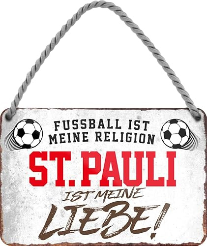 schilderkreis24 – Blechschild Lustiger Spruch Deko Artikel Sport Verein Geschenkidee Männer Club Fußball Fan (Fussball Religion St. Pauli 18x12cm)