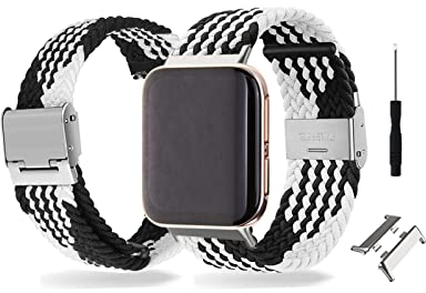 Armbänder Für Oppo Watch 41mm/46mm Armband Nylon Sport Strap Geflochten Elastisch Mesh Für Damen/Herren Ersatzband mit Verschluss Fitness Uhrenarmband Kompatibel mit Oppo Watch 41mm/46mm (V,46mm)