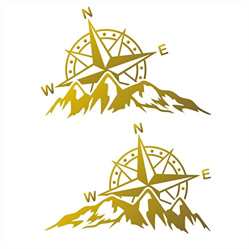 Pimastickerslab Kit 2 Adesivi Rosa dei Venti Adventure Avventura Offroad Auto Camper Decalcomanie Scegli Colore e Misura -cod. 1654- (091 Oro, cm 25 x 16 cad.)