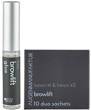 Augenmanufaktur Browlift - Pegamento de elevación de cejas y lociones moldeando cejas y voluminoso efecto de cejas 3D duradero - 20 aplicaciones (kit de base de bolsas)