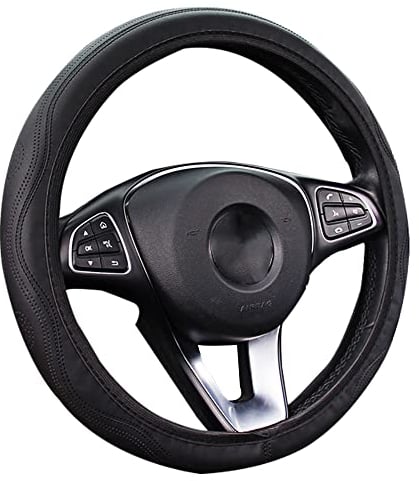 Gvolatee Funda Volante Coche Universal Negro Poli Piel | 37-39 cm Diámetro Exterior | Accesorios Coches Interior Decoracion