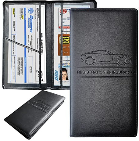 Supporto per libretto e assicurazione auto di alta qualità, porta tessera di assicurazione di registrazione, organizer portaoggetti per tenere in ordine i tuoi documenti.