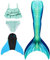SPEEDEVE Mädchen Meerjungfrauenschwanz Meerjungfrau Flosse Bikini Set,DH53,140