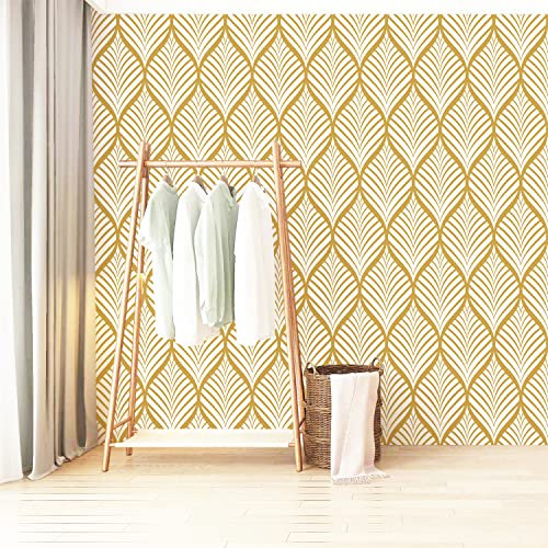 Yangfix Peel and Stick Wallpaper for Kitchen Golden Stripes Self Adhesive Contact Paper for Walls Bathroom 44.5x500CM Sticky Back Plastic Wall Sticker for Door Bedroom