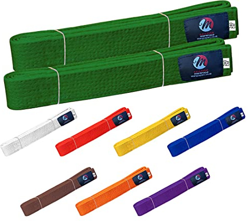 Karate Belt Multiple Colors Martial Arts Taekwondo Sports Belt Judo Karate Belt (240cm, Green (Pack of 2))
