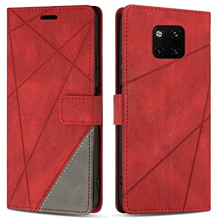 SONWO Cover per Huawei Mate 20 PRO Custodia, Flip Caso in PU Pelle Case Cover Premium Portafoglio Custodia per Huawei Mate 20 PRO, Supporto Stand, Slot per Schede, Rosso