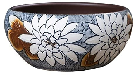 Pflanzer Handgeschnitzter Blumentopf Lotus-Behälter Große Wasserlilienschale Hydroponischer Blumentopf Goldfisch-Schildkröten-Behälter Gartenarbeit Landschaftsbau Dekoration Kinderzimmer Töpfe ( Size